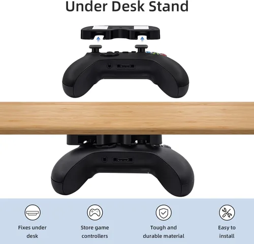 Vista 2 de Mcbazel Under Desk Mount for Xbox Series XS, Xbox One XS, Xbox One, Xbox 360, Switch Pro Controller, Table Stand Holder Compatible with Xbox and