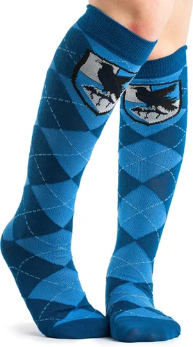 Vista 2 de Harry Potter Calcetines altos hasta la rodilla para uniforme escolar Ravenclaw azul