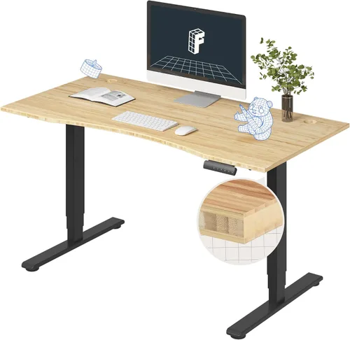 Vista 30 de FlexiSpot E6 Bamboo - Escritorio eléctrico de pie de 3 etapas con motor dual de 48 x 24 pulgadas, soporta 220 libras, altura ajustable con ajustes