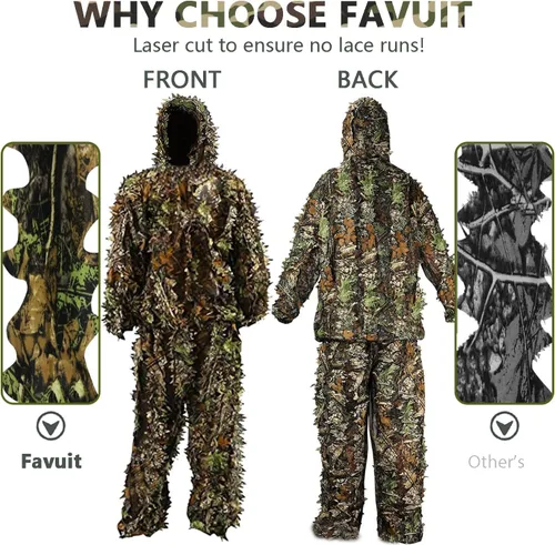 Vista 5 de Traje Ghillie, traje de camuflaje frondoso 3D, ropa de camuflaje de caza, ropa de bosque para caza, Airsoft, fotografía de vida silvestre