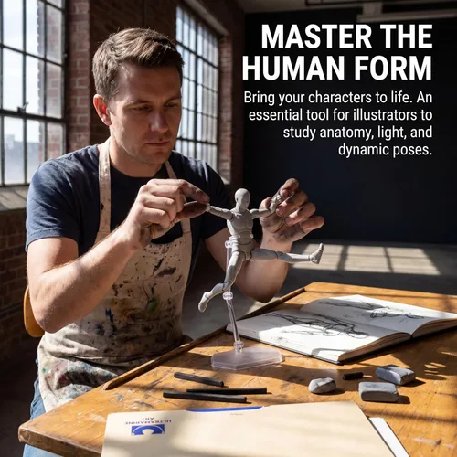 Vista 3 de AXITWXIT Cuerpo Kun Artista Maniquí Figura Suministros de Dibujo Herramientas de Dibujo, Maniquí para Artistas Figuras de Dibujo Modelo para Gris