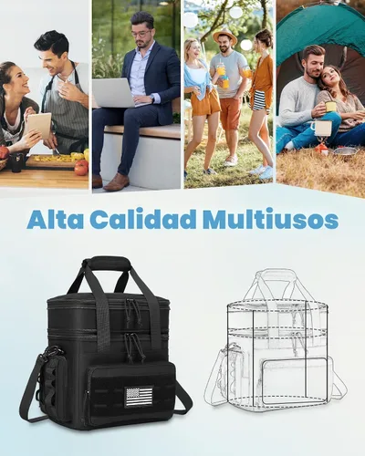 Vista 6 de holuxer Lonchera táctica y almuerzo para hombres - Bolsa grande de doble compartimento expandible con aislamiento para adultos, suave