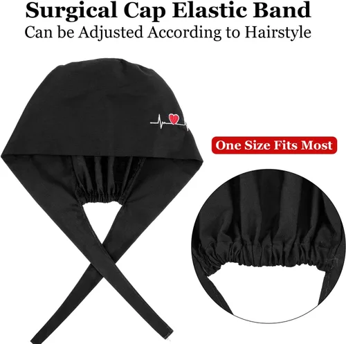 Vista 5 de SATINIOR Gorra de trabajo de 4 piezas con botones, gorro de trabajo unisex con banda ajustable para el sudor