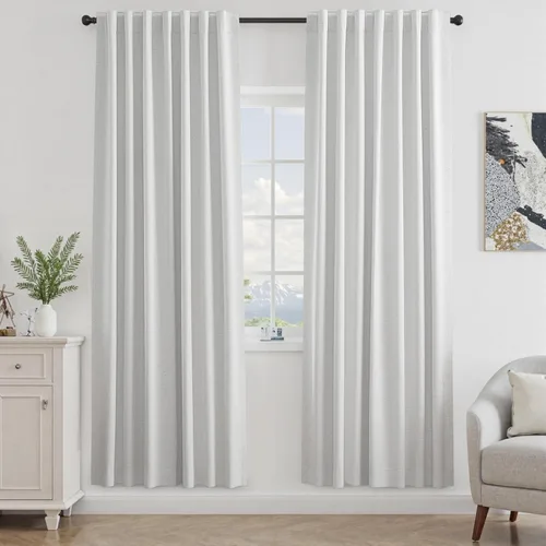 Vista 28 de UHITECH Cortinas opacas de 35 pulgadas de largo para sala de estar, 2 paneles, cortina opaca corta para cocina para ventanas pequeñas, cortinas