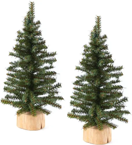 Vista 8 de 2 pequeños árboles de Navidad artificiales de pino canadiense - Mini pinos 10.0 in