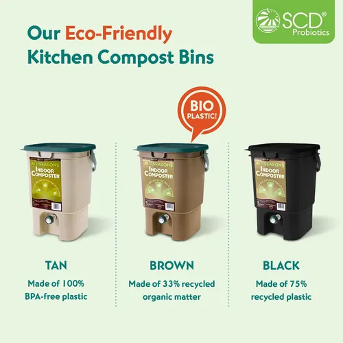 Vista 9 de SCD Probiotics K100 Compostera de interiores para todas las temporadas, cubeta con Bokashi