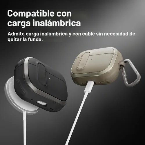 Vista 7 de MAGEASY Odyssey - Funda para AirPods Pro 2, funda resistente para AirPods Pro con bloqueo seguro, clip de mosquetón para protección a prueba