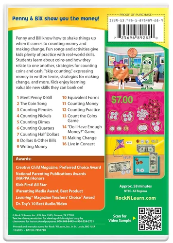 Vista 4 de 2nd Grade DVD Collection by Rock N Learn - Reading Comprehension Telling Time Money Making Change and Earth Science