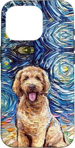 Vista 20 de Cute Goldendoodle Starry Night Doodle Dog Art by Aja Case for iPhone 17