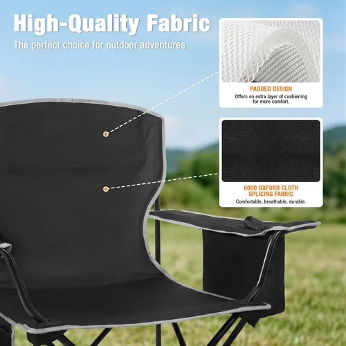 Vista 5 de Romswi Paquete de 2 sillas de campamento ligeras para adultos, sillas plegables para exteriores con bolsa enfriadora de 4 latas, silla plegable