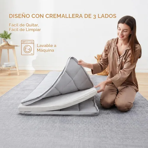 Vista 5 de Jamdok Cubrecolchón para cuna de 4 pulgadas, espuma viscoelástica de gel Cubierta estándar gris