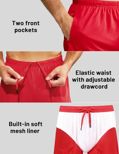 Vista 3 de MIER Pantalones cortos deportivos para hombre, para correr, gimnasio, entrenamiento, 5 pulgadas, de secado rápido, pantalones cortos ligeros