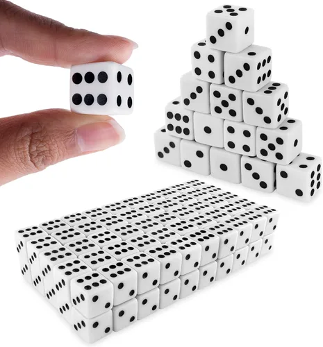 Vista 12 de Super Z Outlet Dados negros estándar de 0.630 in con puntos blancos para juegos de mesa, actividad, recuerdos de fiesta, regalos de juguete