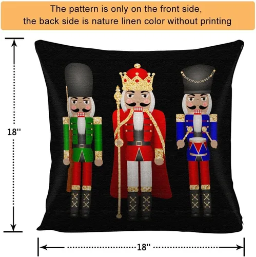 Vista 5 de Funda de almohada de cascanueces de dibujos animados de Navidad, decoración del hogar, funda de cojín cuadrada para sofá cama, funda de almohada