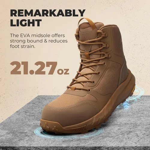 Vista 5 de NORTIV 8 Botas de trabajo ligeras con punta compuesta para hombre Coyote