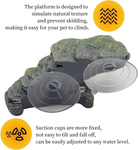 Vista 3 de Plataforma para tomar tortugas con ventosas fuertes, acuario de pecera, plataforma de escalada de tortuga, plataforma de escalada de reptiles