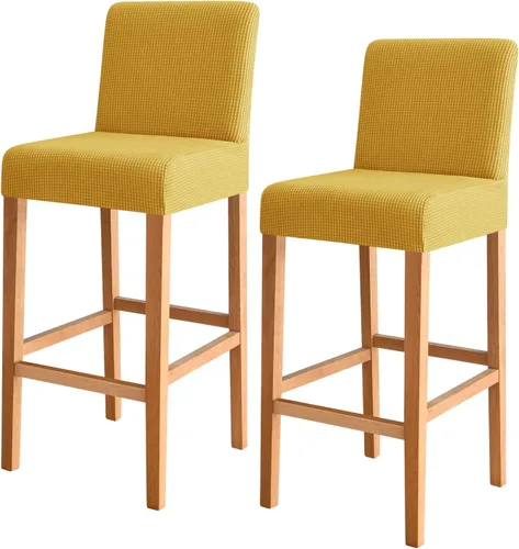 Vista 28 de FORCHEER - Juego de 4 fundas para sillas de bar con respaldos, fundas de jacquard beige para sillas de comedor, funda extraíble y lavable
