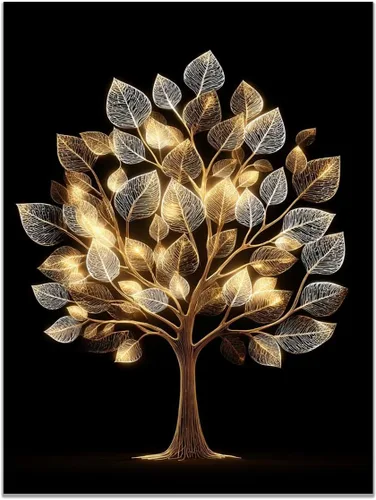 Vista 8 de VOCBAN Tree of Life Wall Art The Picture Artwork Canvas Prints Tree Pictures Poster Retro Artwork for Bedroom Living Room Home Decoration(blue blue