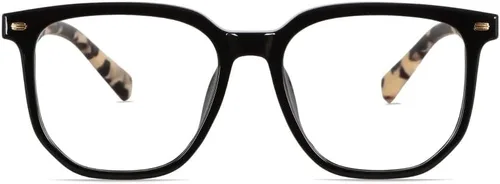 Vista 2 de Gafas de luz azul cuadrado de madera Bloomveil B2 Lente de luz azul/montura negra