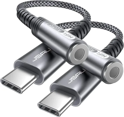 Vista 9 de Adaptador USB tipo C a conector de auriculares hembra de 3.5mm, cable JSAUX USB C a auxiliar de audio compatible con iPhone 15 Pro Max/15 Pro/15