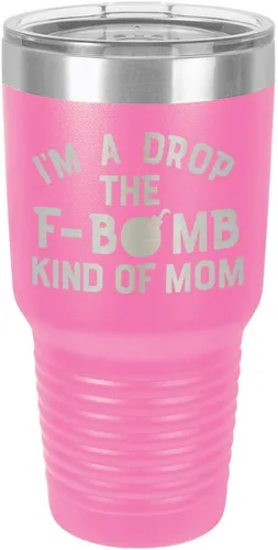 Vista 14 de I'M A DROP THE F BOMB KIND OF MOM Vaso negro de 30 onzas con popote y tapa superior deslizante Taza de viaje de acero inoxidable Comparar