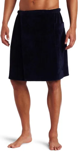 Vista 6 de robesale Mens Cotton Terry Velour Spa Wrap Towel, S/M, Black