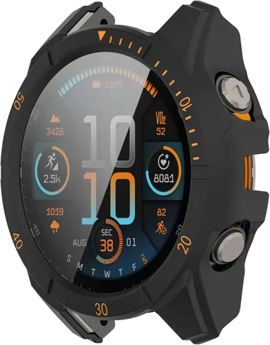 Vista 2 de Compatible con Garmin Fenix 8 de 1.772 pulgadas (1.850 in), cubierta protectora de policarbonato con vidrio templado, protector de pantalla táctil