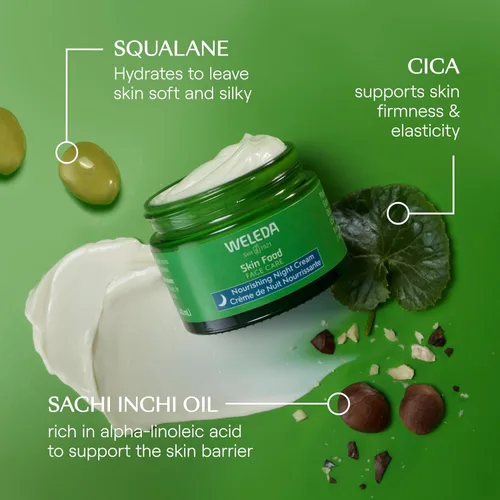 Vista 5 de Weleda Skin Food - Crema de noche nutritiva para el cuidado facial, 1.3 onzas líquidas, hidratante rico en plantas con aceite de Sacha Inchi, Cica