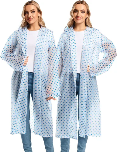 Vista 136 de 2 abrigos de lluvia de Borogo para adultos, chaquetas de lluvia reutilizables para hombres y mujeres