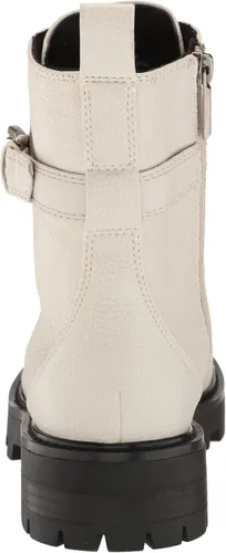 Vista 3 de KARL LAGERFELD PARIS Botas de combate Maeva Lug-Sole para mujer con una moda detallada de cristal, color blanco suave, 9, Blanco suave