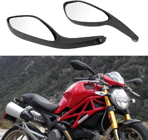 Vista 3 de Par de espejos de motocicleta para 696 795 796 1100 de repuesto de ajuste directo retrovisor lateral con diseño ajustable