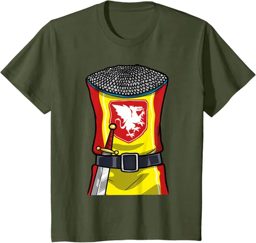 Vista 12 de Disfraz medieval de caballero de Halloween, camiseta para niños con espada de armadura, Negro, S