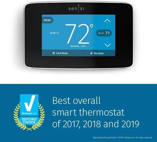 Vista 11 de Emerson Sensi Touch - Termostato inteligente Wi-Fi con pantalla táctil a color, funciona con Alexa, certificado Energy Star, requiere cable C, ST75