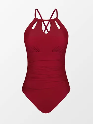 Vista 4 de CUPSHE - Traje de baño de una pieza para mujer, de cuello alto y control de abdomen