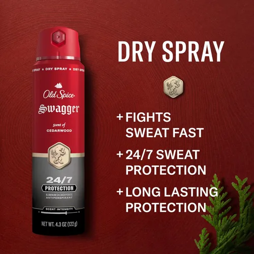 Vista 2 de Desodorante antiperspirante en aerosol seco Old Spice para hombres, 24/7 protección contra el sudor y el olor, 24/7 defensa contra el sudor