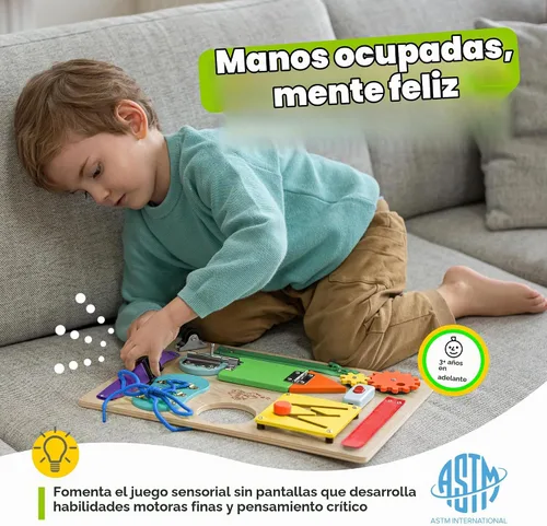 Vista 2 de deMoca - Panel sensorial Montessori de madera para niños pequeños, actividades de aprendizaje para niños pequeños en edad preescolar que los ayudan
