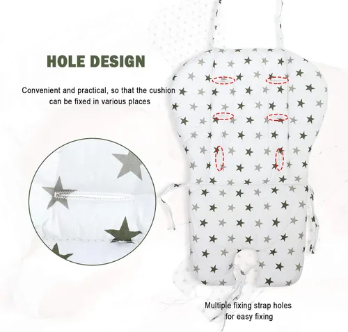 Vista 4 de Kocpudu - Cojín para silla alta, cojín para silla alta, cojín de asiento (estrellas verdes)