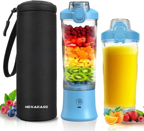 Vista 12 de Licuadora portátil exprimidor personal para batidos batidos con mango oculto 16 Oz Electric Protein Shaker Bottle, USB-C Rechargeable, Mini Small