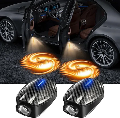 Vista 12 de 2 luces para puerta de automóvil, proyector de logotipo, esqueleto de calavera, universal, inalámbrico, para puerta de automóvil, luces LED