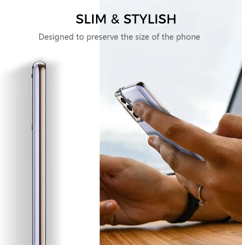 Vista 4 de Funda para Samsung Galaxy S21 Plus, ultra delgada y flexible, TPU resistente a los arañazos, gel de goma suave de silicona protectora transparente