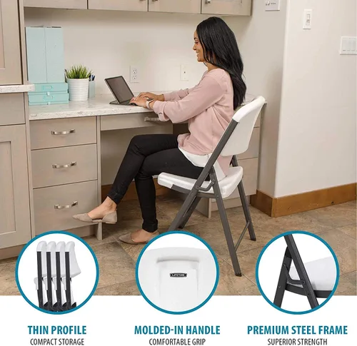 Vista 9 de Lifetime Silla plegable contorneada de grado comercial, color blanco (paquete de 4)
