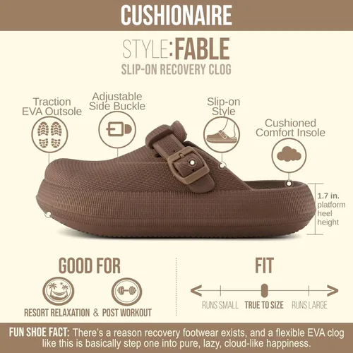 Vista 4 de CUSHIONAIRE Zuecos Fable Cloud Recovery para mujer con +Comfort Marrón