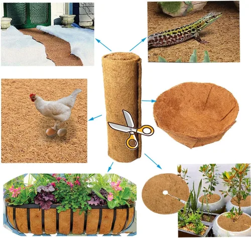 Vista 4 de SUNYAY Láminas de forro de fibra de coco natural de 16x40 pulgadas Rollo de fibra de coco Estera de coco para maceta Forro de cesta de flores