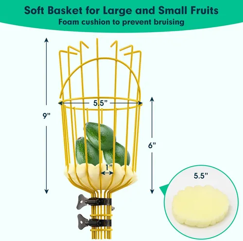 Vista 2 de Lilyvane Recolector de frutas, herramienta para recoger frutas de 66 pulgadas de largo con cesta de frutas, extensión de empalme ajustable