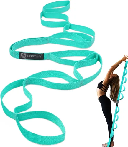 Vista 11 de A AZURELIFE Premium Durable Stretch Straps with Loops, Stretching Strap for Physical Therapy, Multi-Loop Yoga Strap Fitness Exercise Strap for Yoga