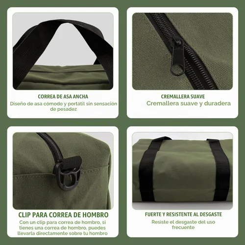 Vista 4 de Bolsa de herramientas pequeña, bolsa organizadora de herramientas de boca ancha superior, bolsas de herramientas grandes Verde militar