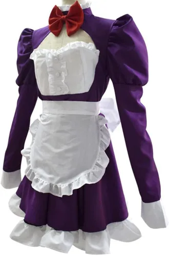 Vista 2 de Nsoking Anime High Rise Invasion Cosplay Costume Maid Cosplay Costume Halloween Purple Dress Outfit Custom