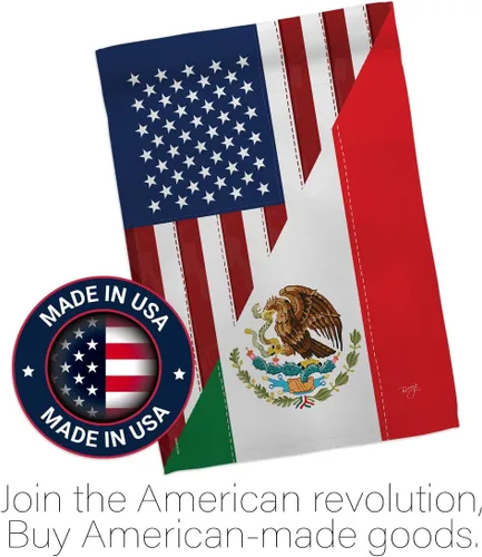 Vista 5 de Breeze Decor Bandera de la Amistad de Estados Unidos y México, Alianza Regional Americana, País Mundial, Decoración de Área Particular, Cartel