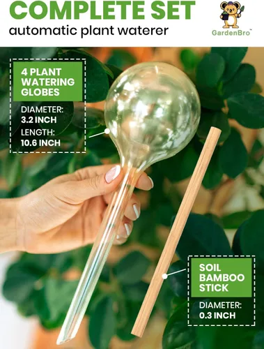 Vista 2 de Juego de 4 globos de riego de plantas de plástico, juego automático de agua para plantas en interiores y exteriores, sistema de inserción de maceta