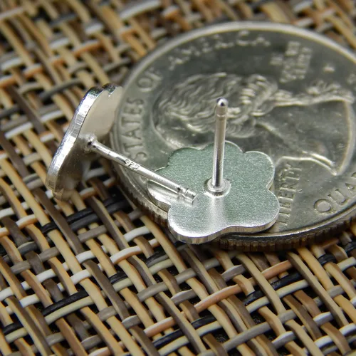 Vista 5 de Pendientes de botón de plata de ley 925 maciza con cristalesmalte con estampado de pata (elige tu color)